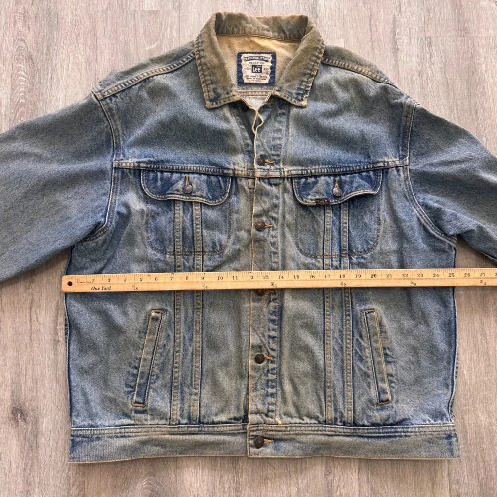 Vintage Lee Denim Collection Hawaii Map Embroidered Trucker Jacket Blue XL